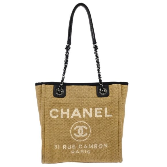 Chanel Beige Canvas Mini Deauville Shoulder Tote Bag - Picture 1 of 10